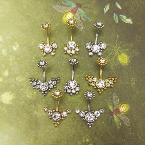 Интернал украшение для пирсинга пупка, золотое титановое покрытие. IBNJA005