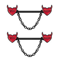 Украшения для пирсинга сосков. Сердца с рожками. Пара. SNP8619-2