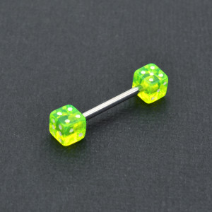 Штанга 1,6 мм для пирсинга сосков и языка. Игральные кости акрил. UBB1371