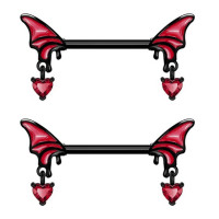 Украшения для пирсинга сосков. Крылья и сердца. Пара. SNP8617-2