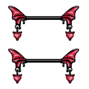 Украшения для пирсинга сосков. Крылья и сердца. Пара. SNP8617-2