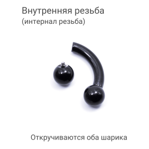 Интернал-банан 4 мм для пирсинга Принц Альберт, чёрное титановое покрытие. BNPBBK6