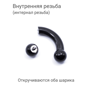 Интернал-банан 5 мм для пирсинга Принц Альберт, чёрное титановое покрытие. BNPBBK4