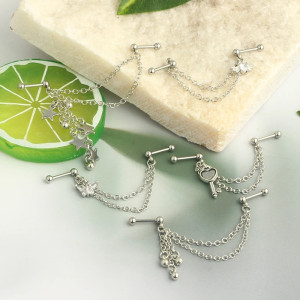 Штанга 1,2 мм для двух проколов. Бабочка. JC-1541