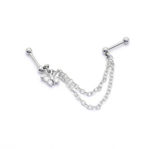 Штанга 1,2 мм для двух проколов. Бабочка. JC-1541