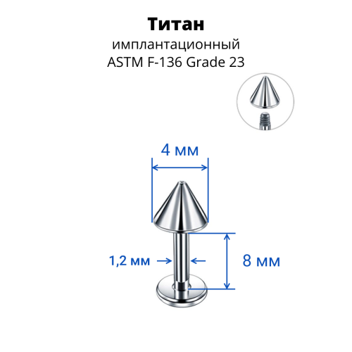 Лабрета 1,2 мм. Конус. Титан. LBCNT16
