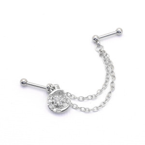 Штанга 1,2 мм для двух проколов. Месяц и звезда. JC-1545