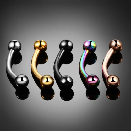 Интернал-микробанан 1,2 мм для пирсинга брови, губы, уха. Титан, радужное анодирование. IBNE16TAR