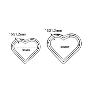 Кольцо-сердце сегментное 1,2 мм кликер. HSEG09