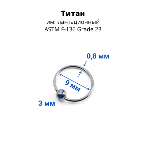 Кольцо 0,8 мм. Титан. BCRTi20