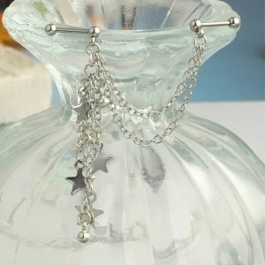 Штанга 1,2 мм для двух проколов. Звезды. JC-1547