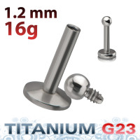 Интернал-лабрета 1,2 мм для пирсинга уха и губы. Титан. ILBBT16