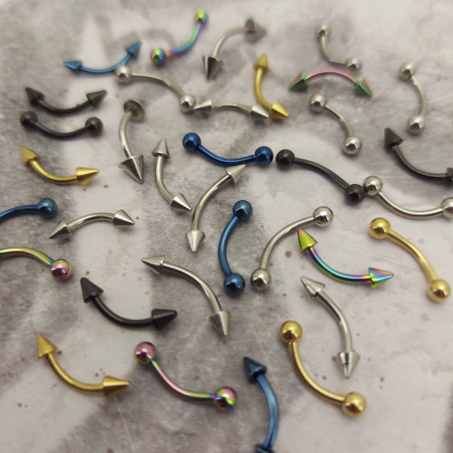 Микробанан 1,2 мм для пирсинга брови, губы, уха. Конус. Титан. BNECN16T