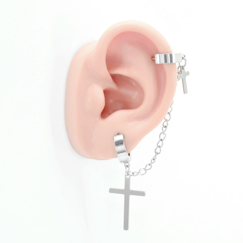 Серьга-кликер для двух проколов. Кресты. SK5872