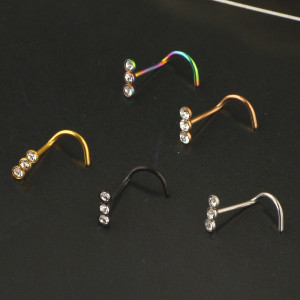 Нострила улитка 0,8 мм, титановое покрытие. Три кристалла. NSTC724