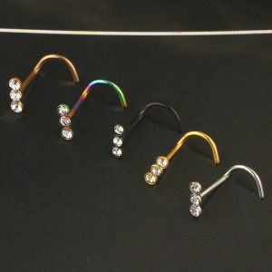 Нострила улитка 0,8 мм, титановое покрытие. Три кристалла. NSTC724