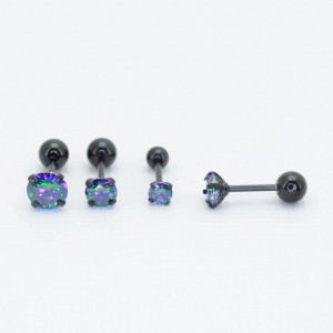 Штанга 0,8 мм. Циркон Mystic Topaz, чёрное титановое покрытие. ES1346