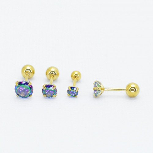 Штанга 0,8 мм. Циркон Mystic Topaz, золотое титановое покрытие. ES1352