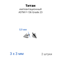 Интернал-конусы 3 мм (2 штуки) для украшений со стержнем 1,2 мм (резьба 0,9 мм). Титан. TBSI093-2