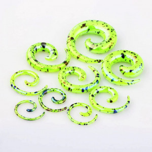 Растяжка акриловая. Спираль, зеленая кислотная перламутровая. EAR535/2