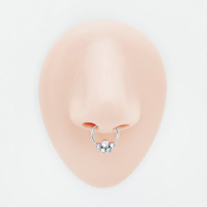 Кольцо сегментное 1,2 мм кликер для пирсинга септума с кристаллами. HSEGJ2001