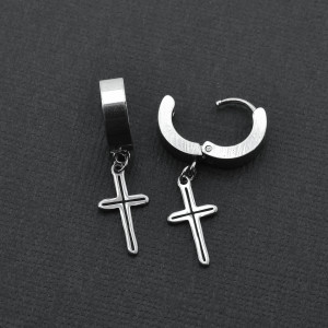 Серьга-кликер с подвеской Крест. SK0720