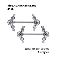 Украшения для пирсинга соска. Пара. Push-in. SNP672-2