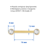 Интернал-штанги для пирсинга сосков с кристаллами, золотое анодирование. Титан. Пара. NPTCG-2