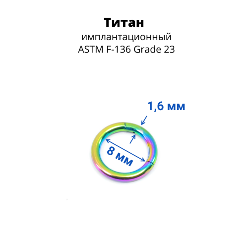 Кольцо сегментное 1,6 мм кликер. Титан. Анодирование. HSEGTA14