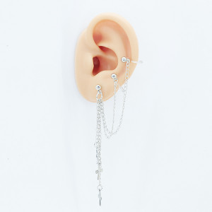 Серьга-гвоздик с клипсами Кресты. EC1856