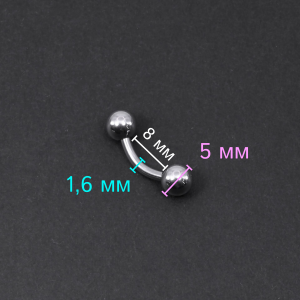 Банан 1,6 мм короткий для пирсинга. BNPBM14