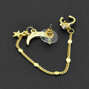 Серьга-гвоздик с каффом Месяц. EC1858