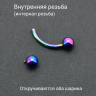 Интернал-банан 2 мм для пирсинга Принц Альберт, радужное титановое покрытие. BNPBRB12