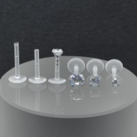 Лабрета 1,2 мм Push-in (без резьбы) (набор). Акрил, круглый циркон Clear. LFX0658