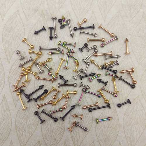 Лабрета 1,2 мм для пирсинга уха и губы. Титан, радужное анодирование. LBBTA16r