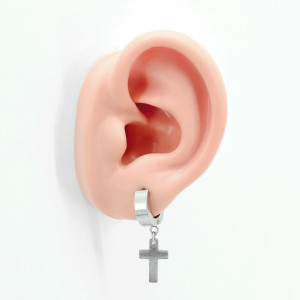 Серьга-кликер с подвеской крестом. SK5801