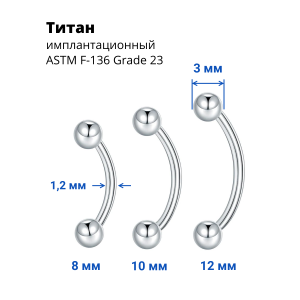 Микробанан 1,2 мм. Push-in. Титан. BNE16T-pi