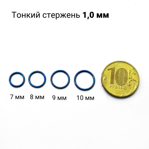 Кольцо сегментное 1,0 мм кликер, синее анодирование. Титан. HSEGTA18A