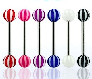 Штанга 1,6 мм. Титан, полосатые акриловые шарики 5 мм. BBUVBETi