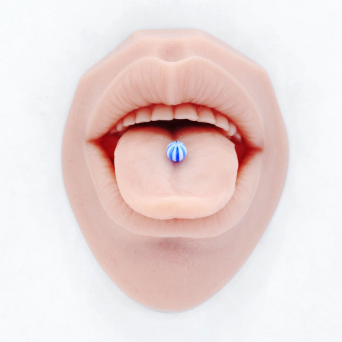 Штанга 1,6 мм. Титан, полосатые акриловые шарики 5 мм. BBUVBETi