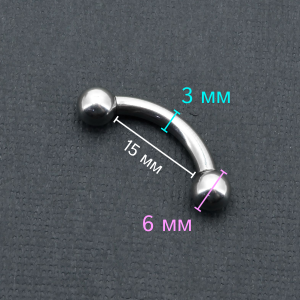 Интернал-банан 3 мм для пирсинга Принц Альберт. BNPB8