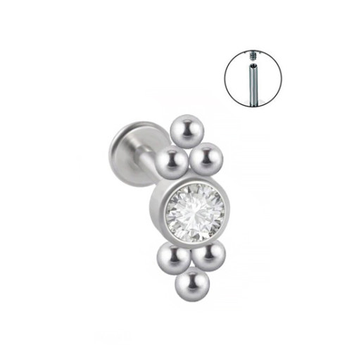 Интернал-лабрета 1,2 мм, стержень титан. Кристалл. IL28921