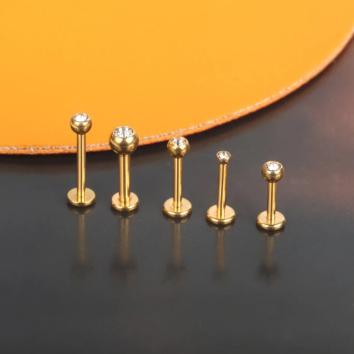 Интернал-лабрета 1,2 мм для пирсинга уха и губы, шарик 3 мм с кристаллом. Титан. ILBBTJ16