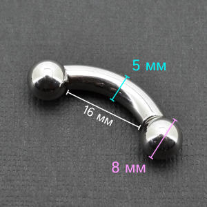 Интернал-банан 5 мм для пирсинга Принц Альберт. BNPB4