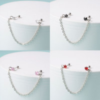 Штанга 0,8 мм для двух проколов. Цирконы в форме круга и звезды. JC4706