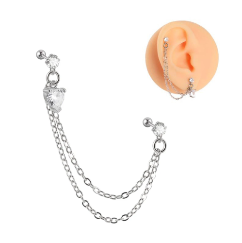 Штанга 0,8 мм для двух проколов. Сердце. JC4707