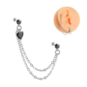 Штанга 0,8 мм для двух проколов. Сердце. JC4707