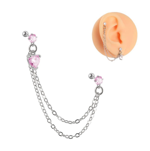 Штанга 0,8 мм для двух проколов. Сердце. JC4707