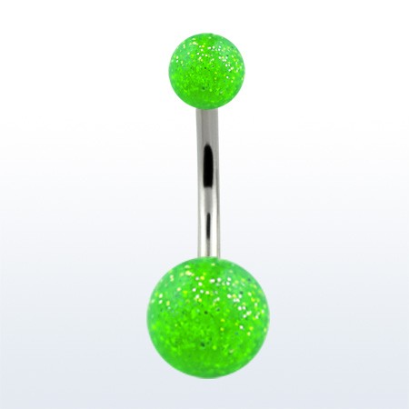 Украшение для пирсинга пупка. Шарики акрил с блеском. BNGT