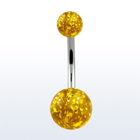 Украшение для пирсинга пупка. Шарики акрил с блеском. BNGT